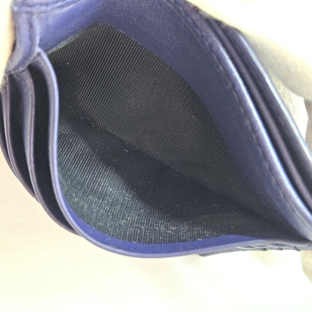 ボッテガヴェネタ 二つ折り 折財布 イントレチャート レザー ネイビー