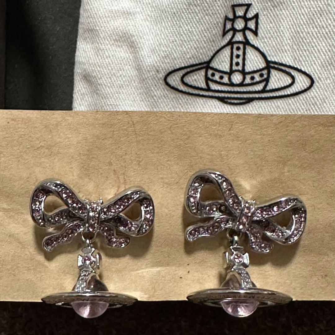 Vivienne Westwood リボン オーブ ピアス ピンク 両耳