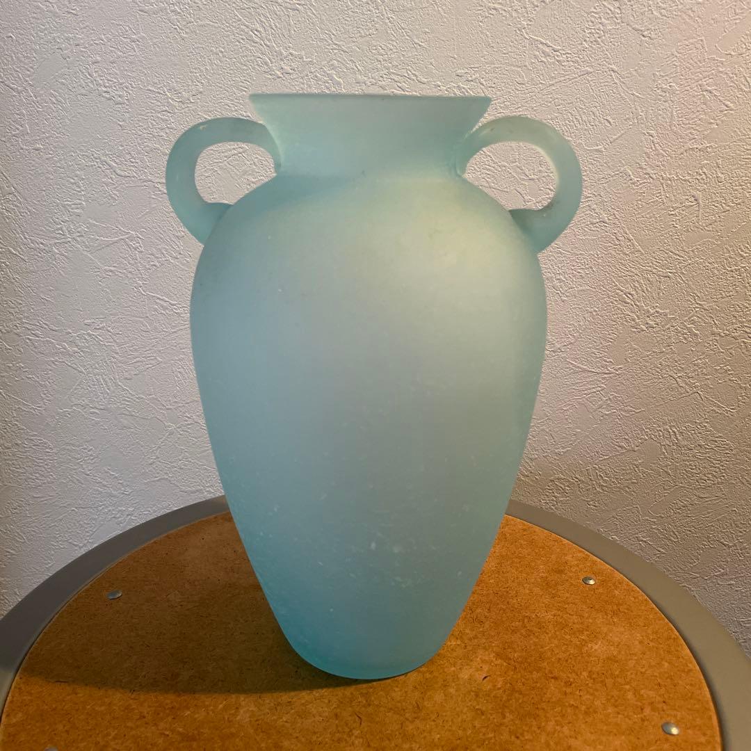 花瓶 ヴィンテージ 壺 曇りガラス すりガラス 花器 昭和 ガラス フラワー