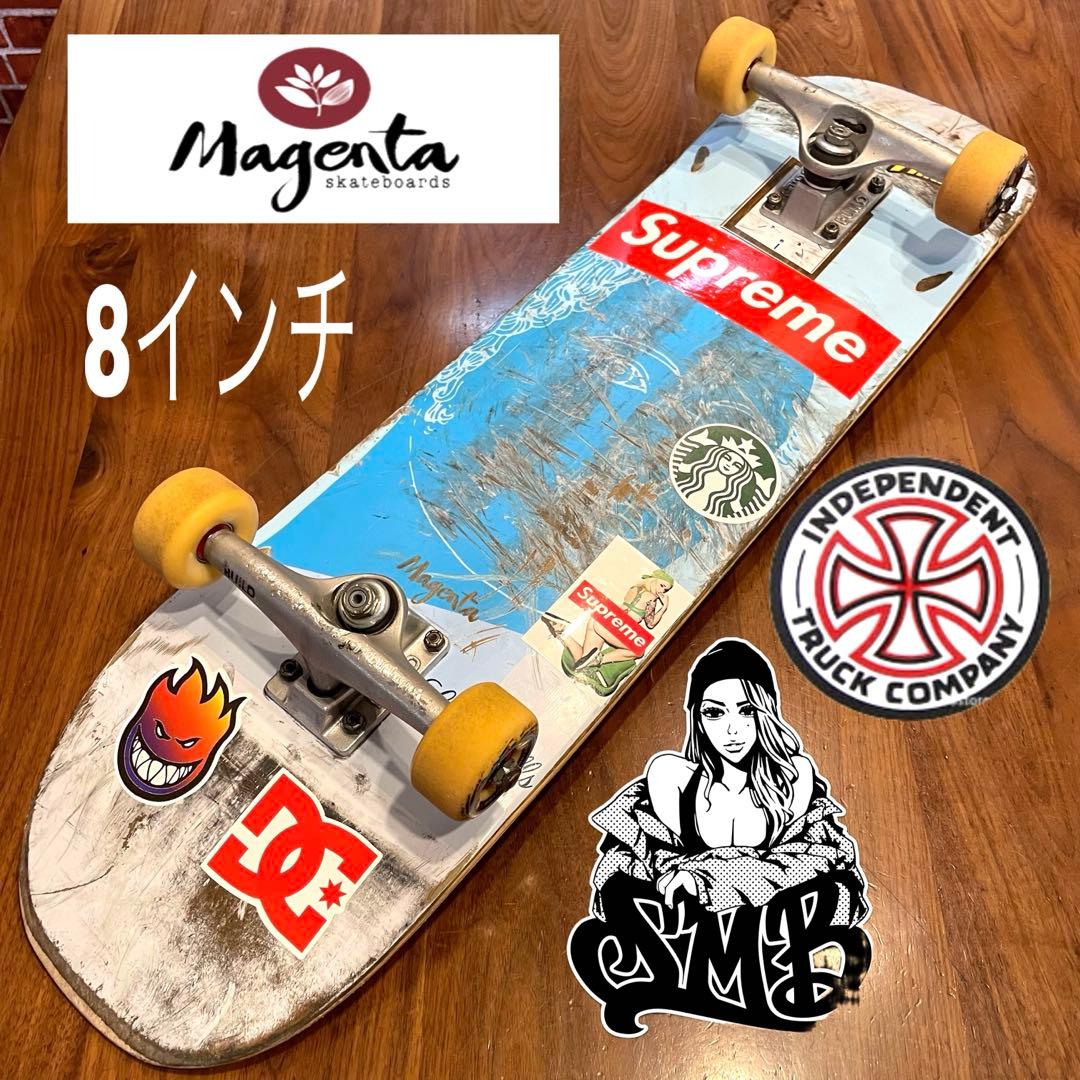 マゼンタ　スケートボード　コンプリート　スケボー　インディペンデント　8インチ
