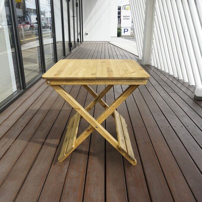 折りたたみ式　可変式木製テーブル　ハンドメイド