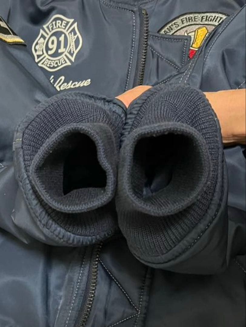 TEDMAN ファイアーマン 消防士 刺繍ワッペン MA-1ネイビー Mサイズ