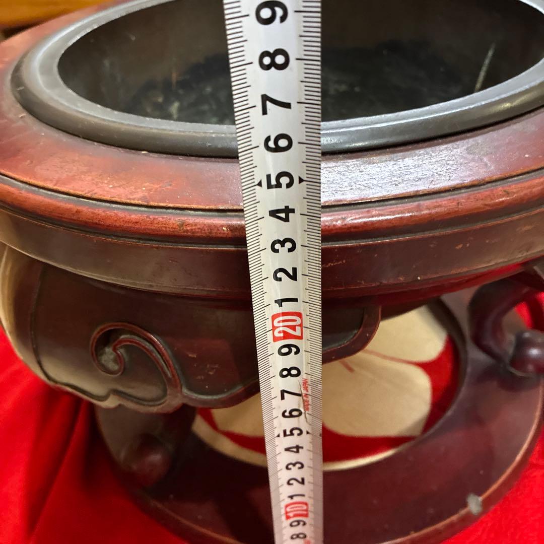 骨董　大名火鉢　猫脚3本　漆芸(^^)