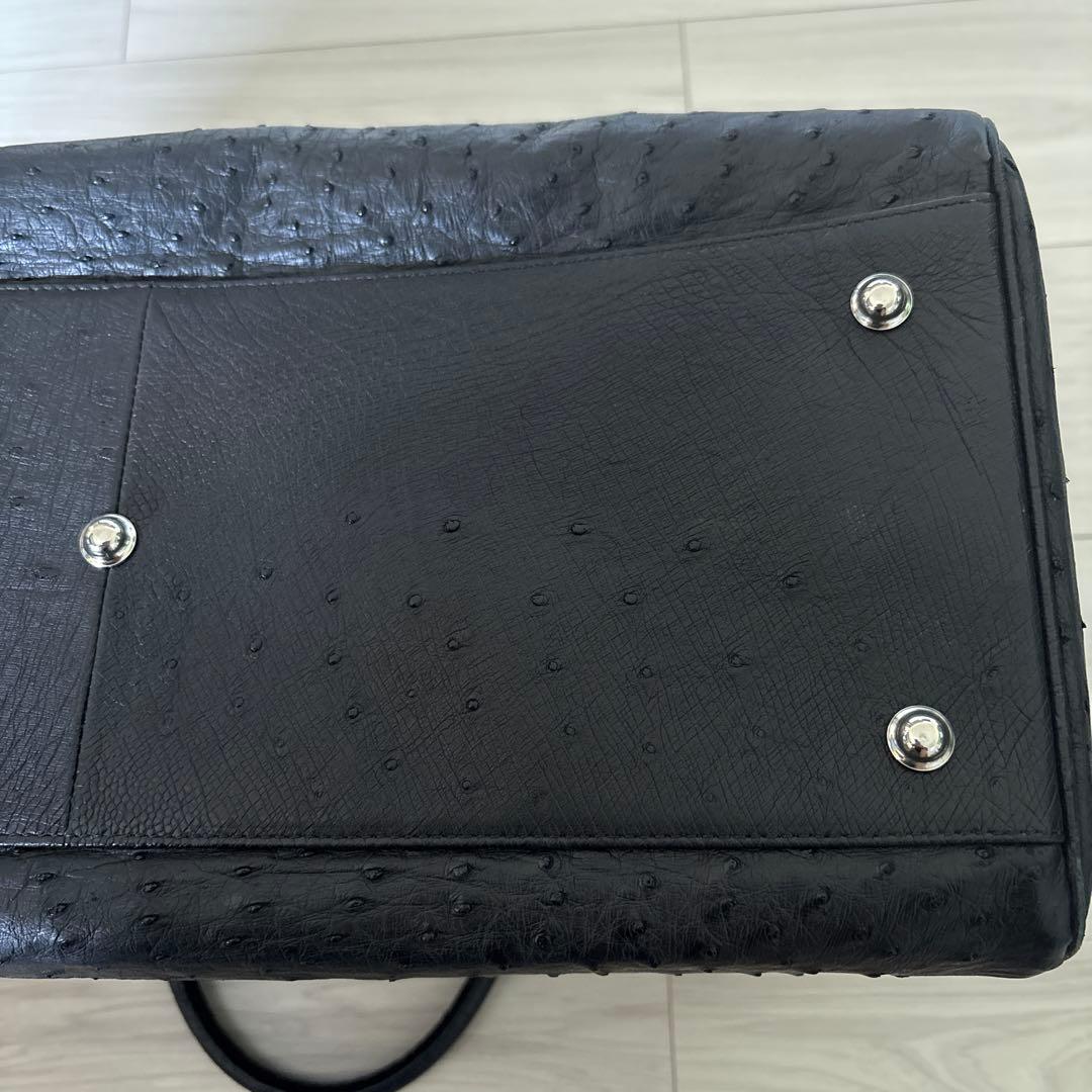 オーストリッチレザー 黒 ボストンバッグ