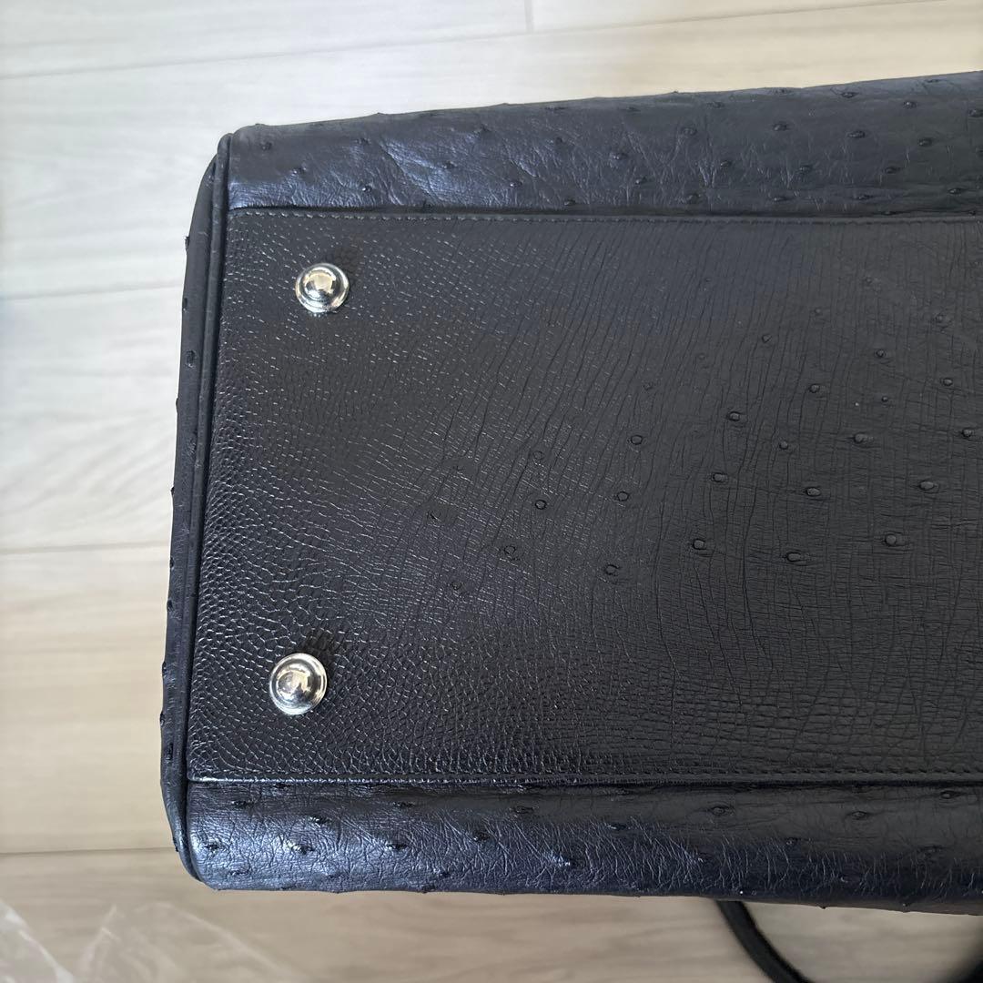 オーストリッチレザー 黒 ボストンバッグ