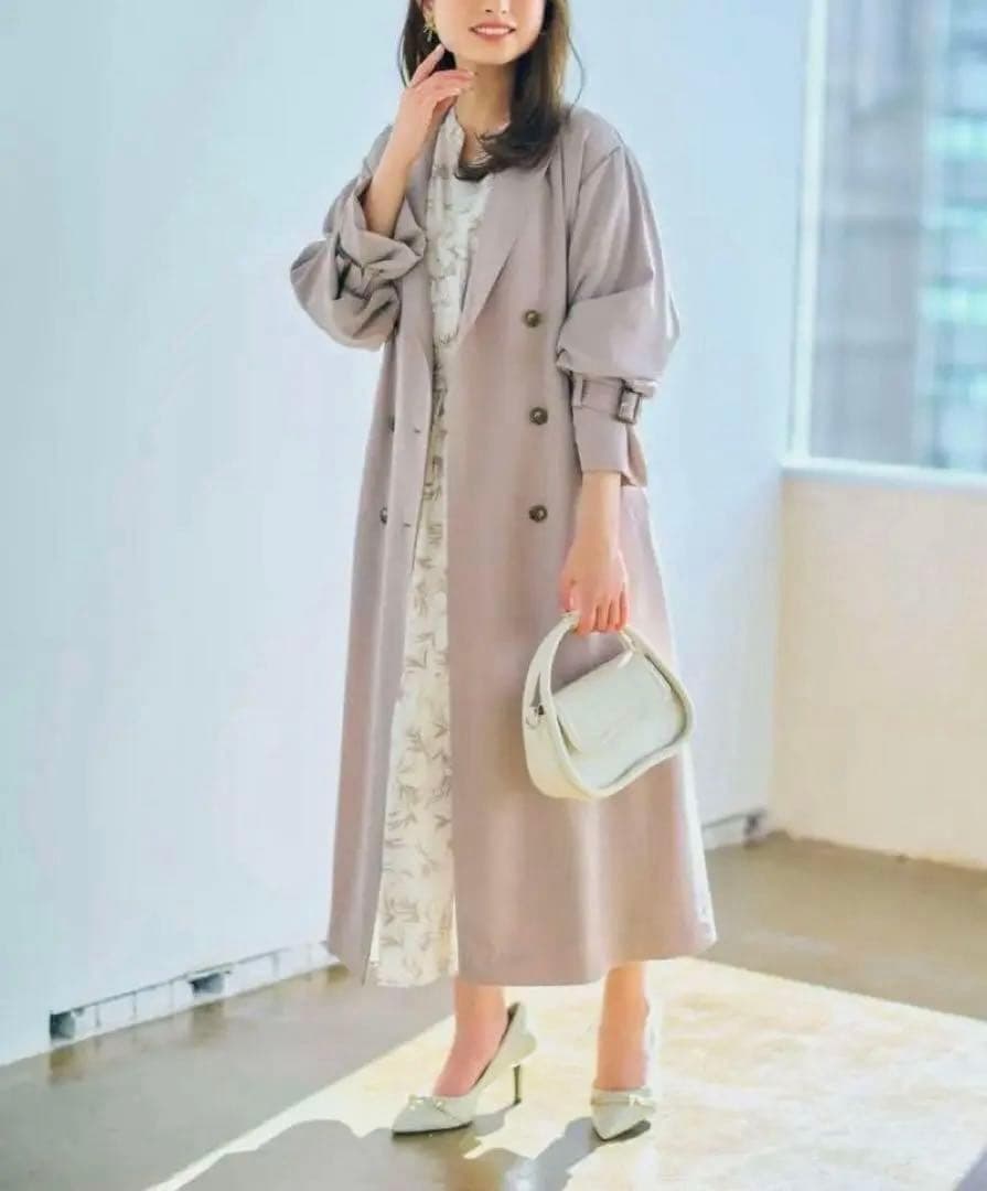 《新品》COHINA ダブルボタンフレアテロンチコート ベージュ レギュラー F