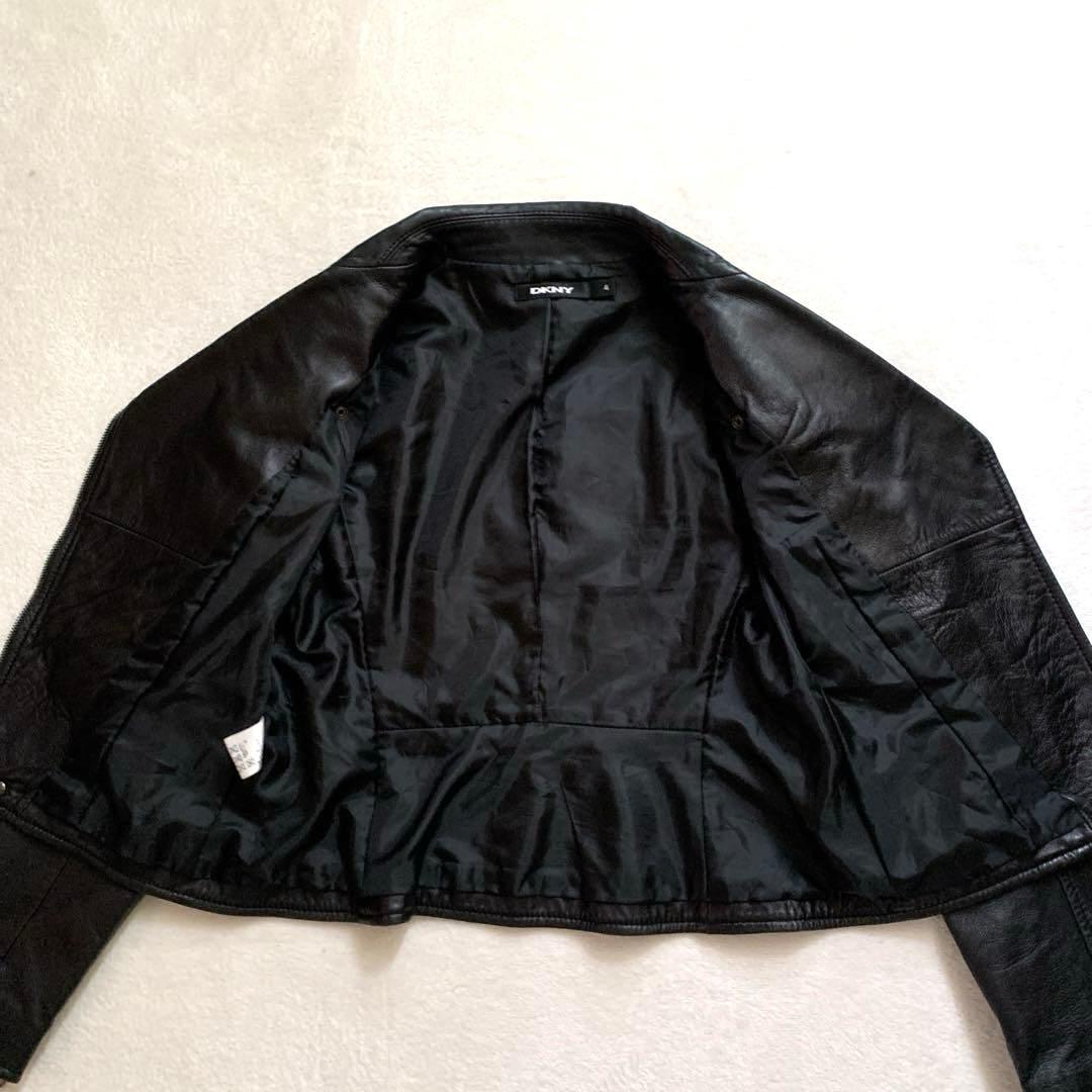 DKNY ダナキャラン　レザーライダースジャケット　 M ブラック　羊革