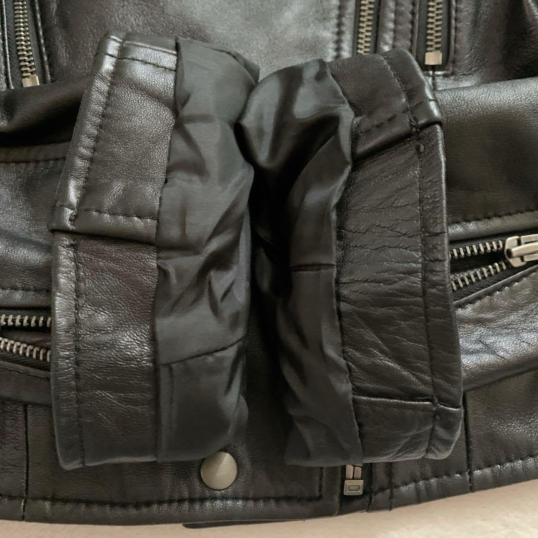 DKNY ダナキャラン　レザーライダースジャケット　 M ブラック　羊革