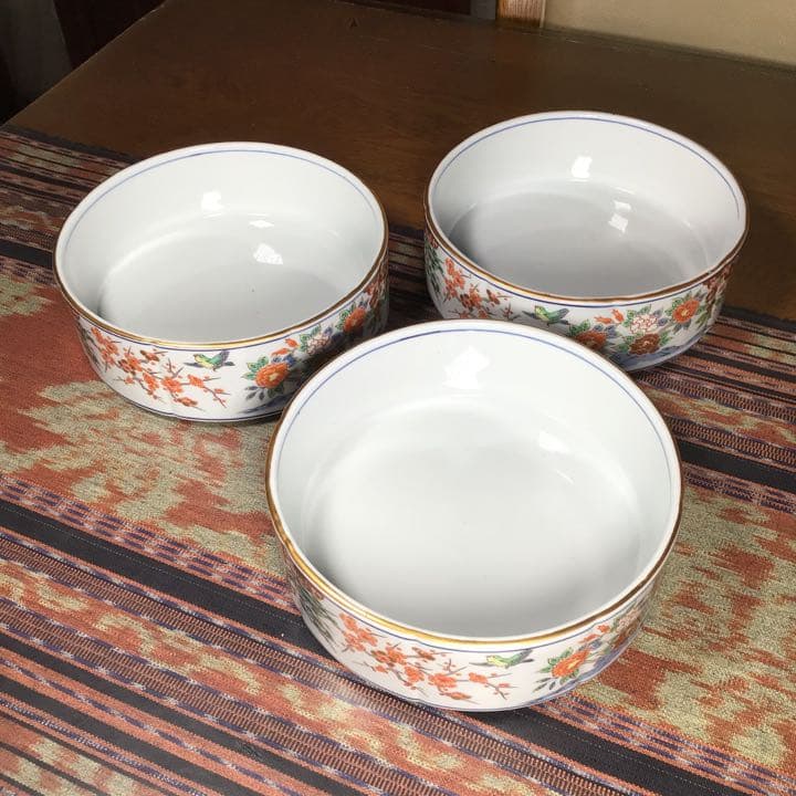 骨董品　有田焼　弥右エ門　『古伊万里飛鳥　重ね鉢』　特大　三段重