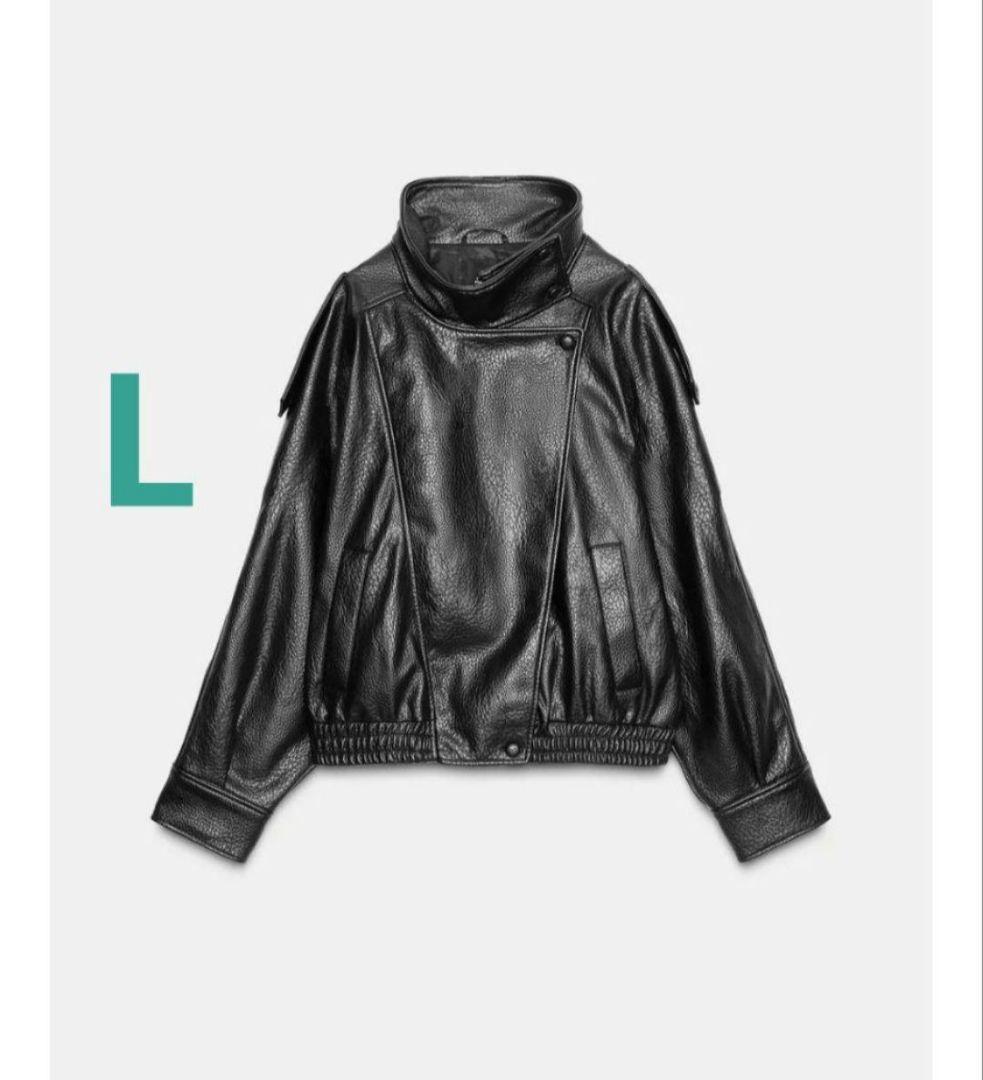 ZARA　フェイクレザージャケット L ブラック