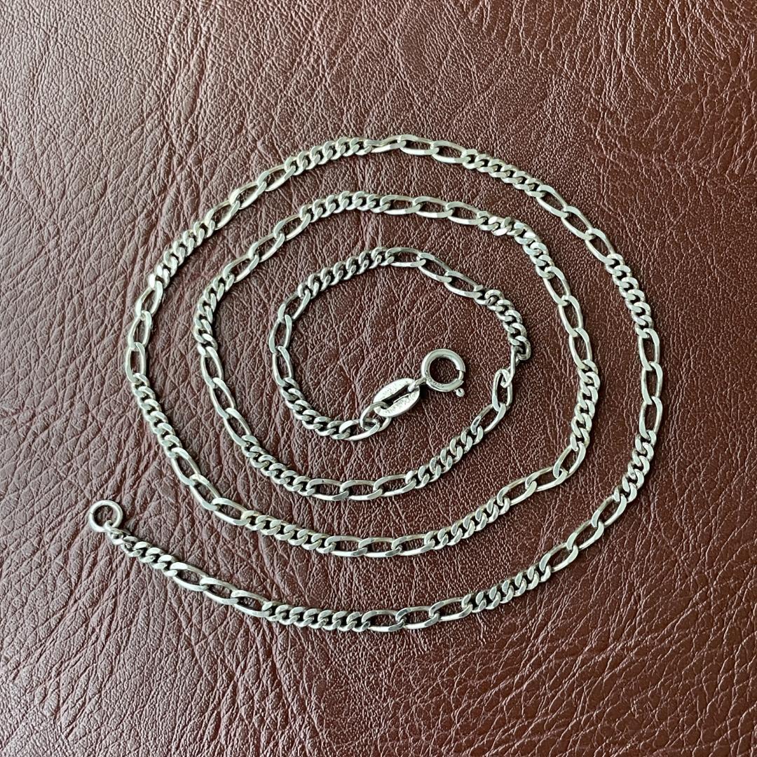 シルバー925 MEXICO フィガロチェーン ネックレス 約44cm 3mm