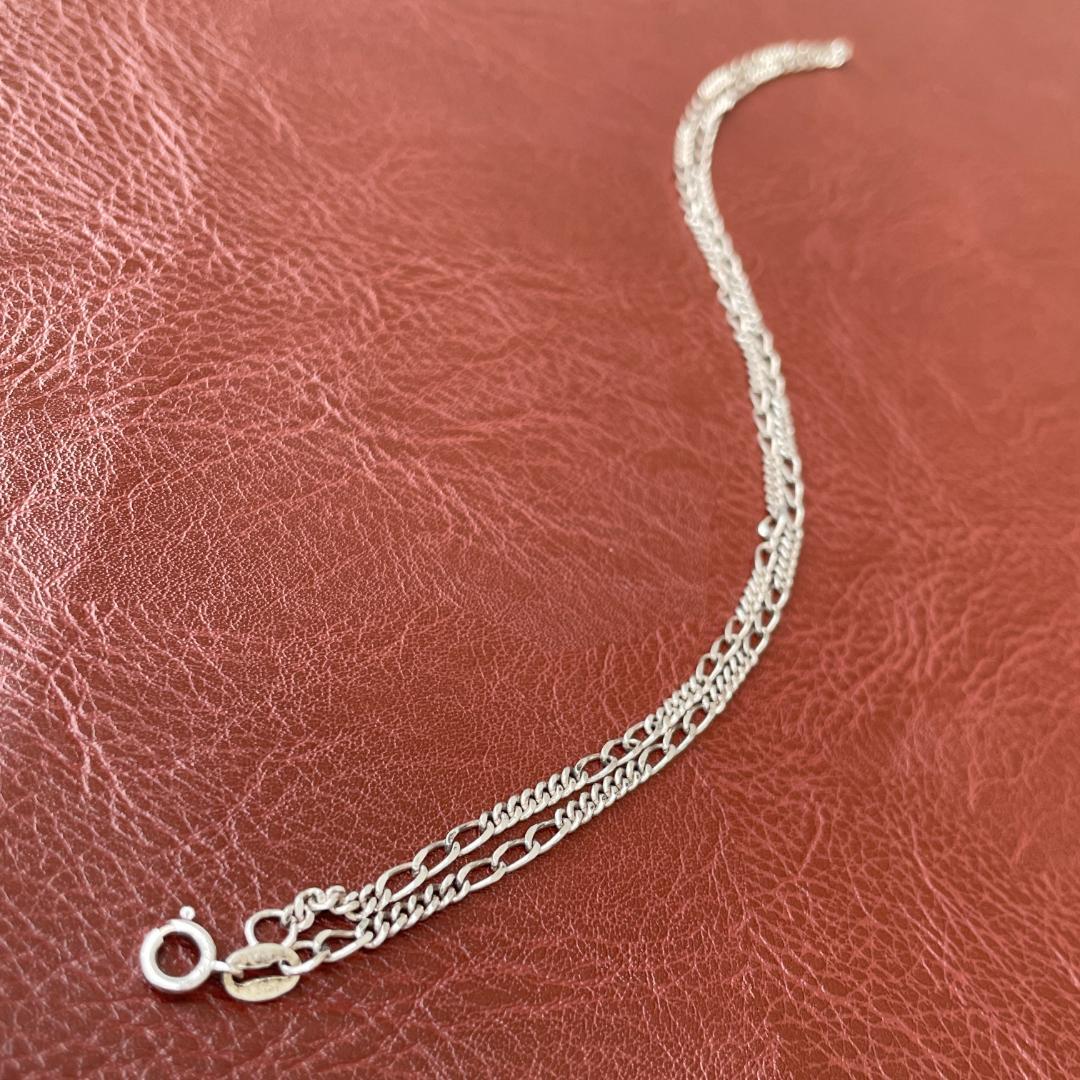 シルバー925 MEXICO フィガロチェーン ネックレス 約44cm 3mm