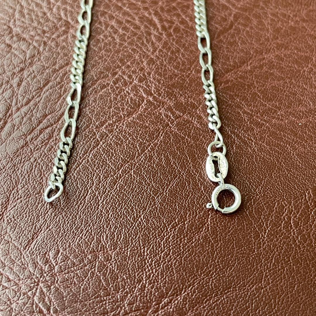 シルバー925 MEXICO フィガロチェーン ネックレス 約44cm 3mm