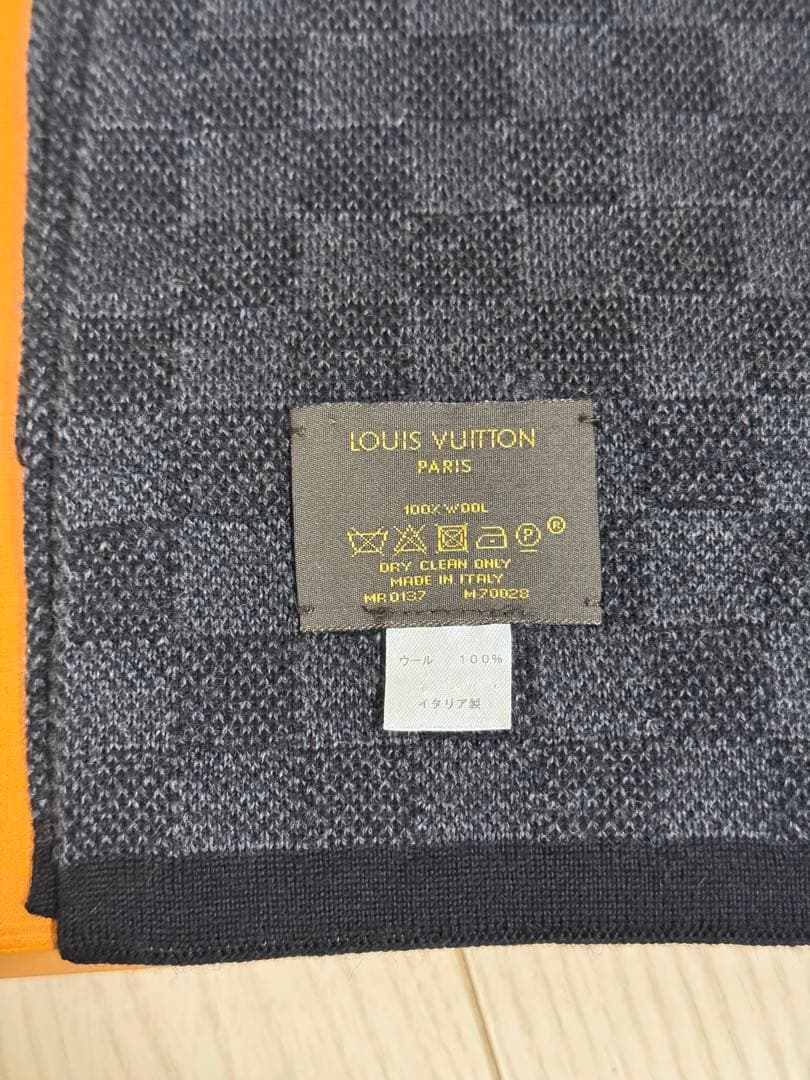 【美品】ルイヴィトン　ダミエ　マフラー　メンズ　正規品LOUIS VUITTON