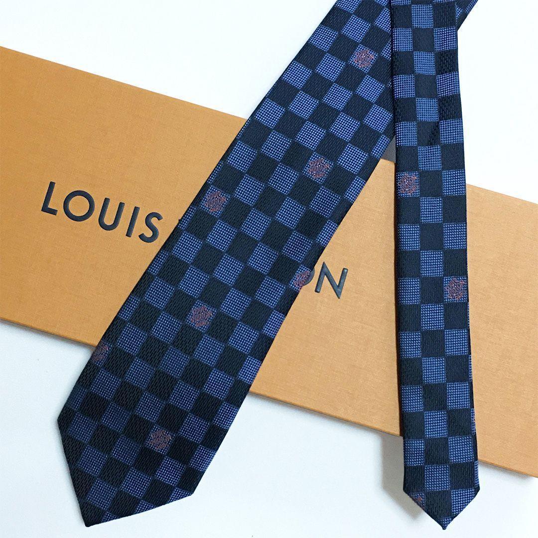 未使用級 ルイヴィトン Louis Vuitton ネクタイ ネイビー ダミエ