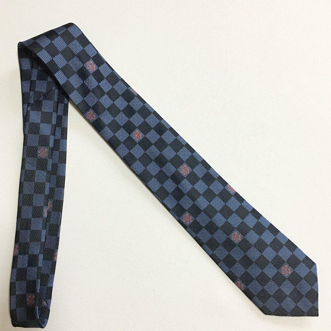 未使用級 ルイヴィトン Louis Vuitton ネクタイ ネイビー ダミエ