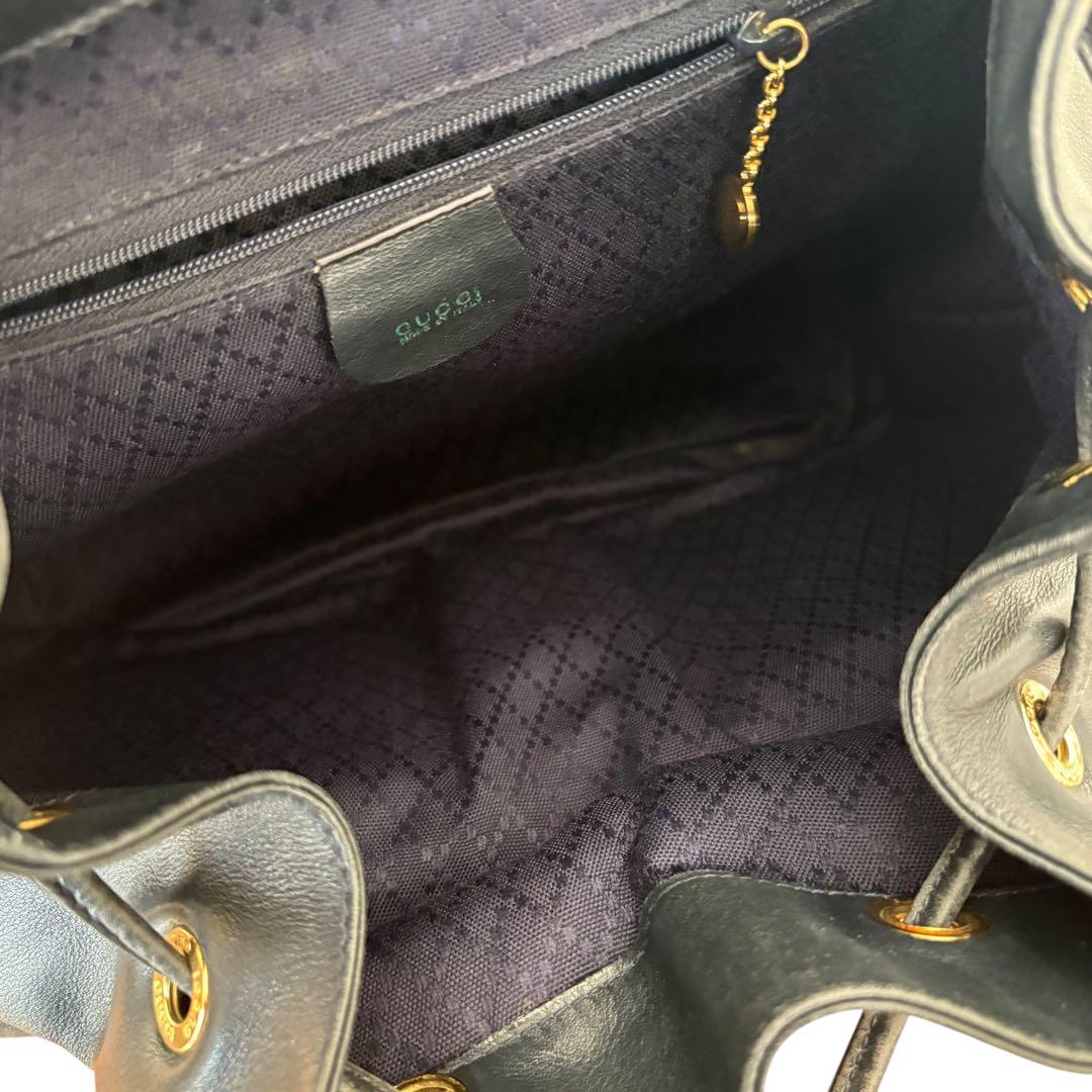 希少色オールドグッチバンブー巾着リュック緑ターンロック本革ヴィンテージデイパック