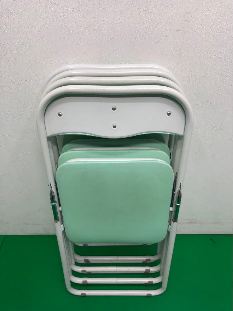 ☆引き取り限定販売☆折りたたみ椅子　4脚セット　ミント