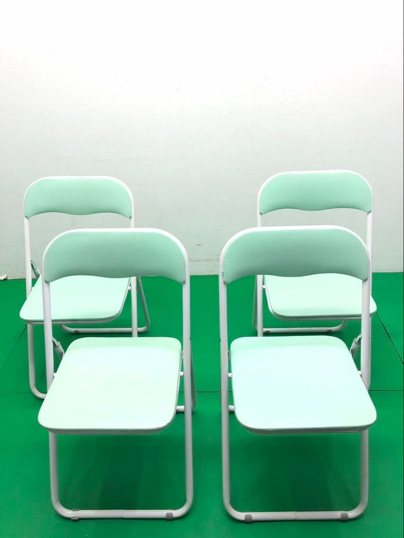 ☆引き取り限定販売☆折りたたみ椅子　4脚セット　ミント