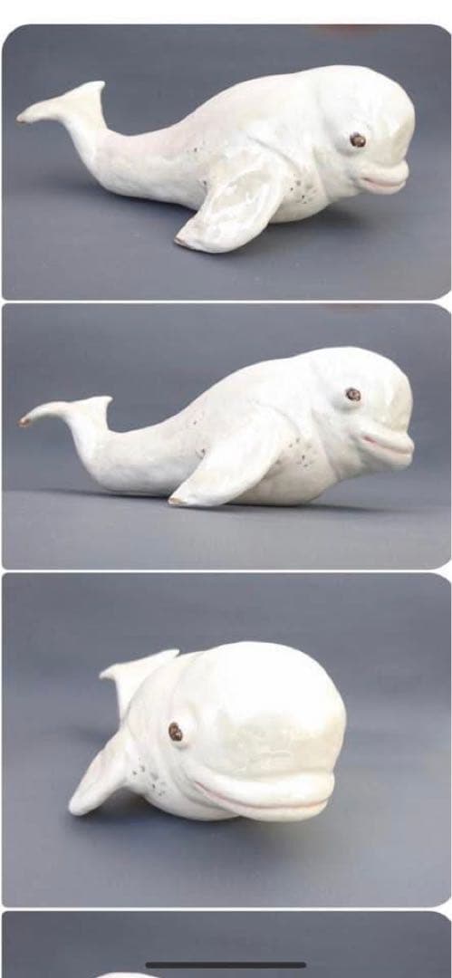白い陶器のシロイルカの置物 , 陶芸家リュドミラ・アルヒポワ