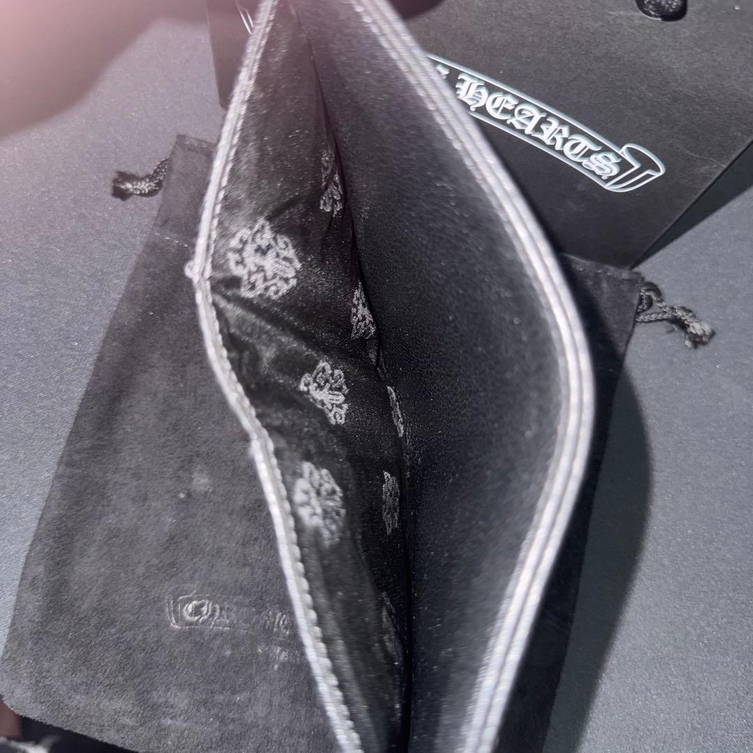 クロムハーツ ウェーブウォレット クロスボタン ブラック ヘビーレザー ミニ