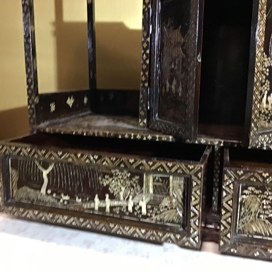 極細密螺鈿　小型　棚　江戸期