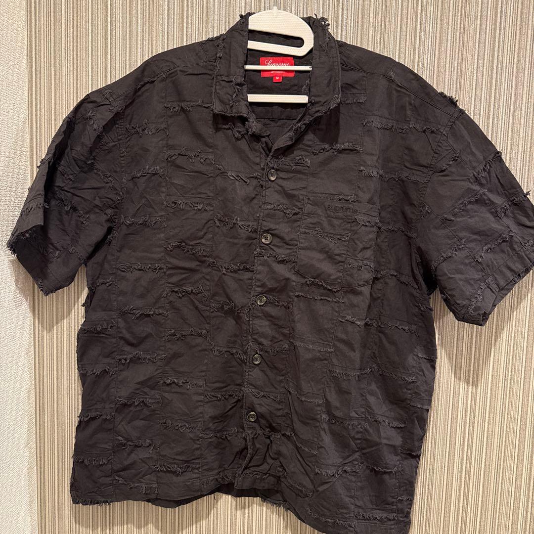 Supreme 23SS Patchwork S/S Shirt 黒 Mサイズ
