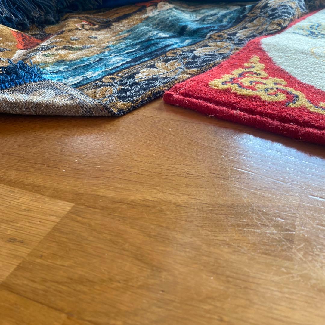 海の風景 織物ラグ モンゴル　カーペット　ラグ　ビンテージ