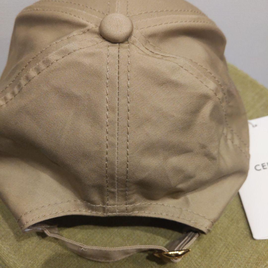 6*読様 CELINE ベージュ刺繍ロゴキャップ