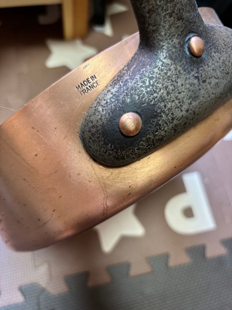 銅製　厚板　片手浅型鍋　28センチ