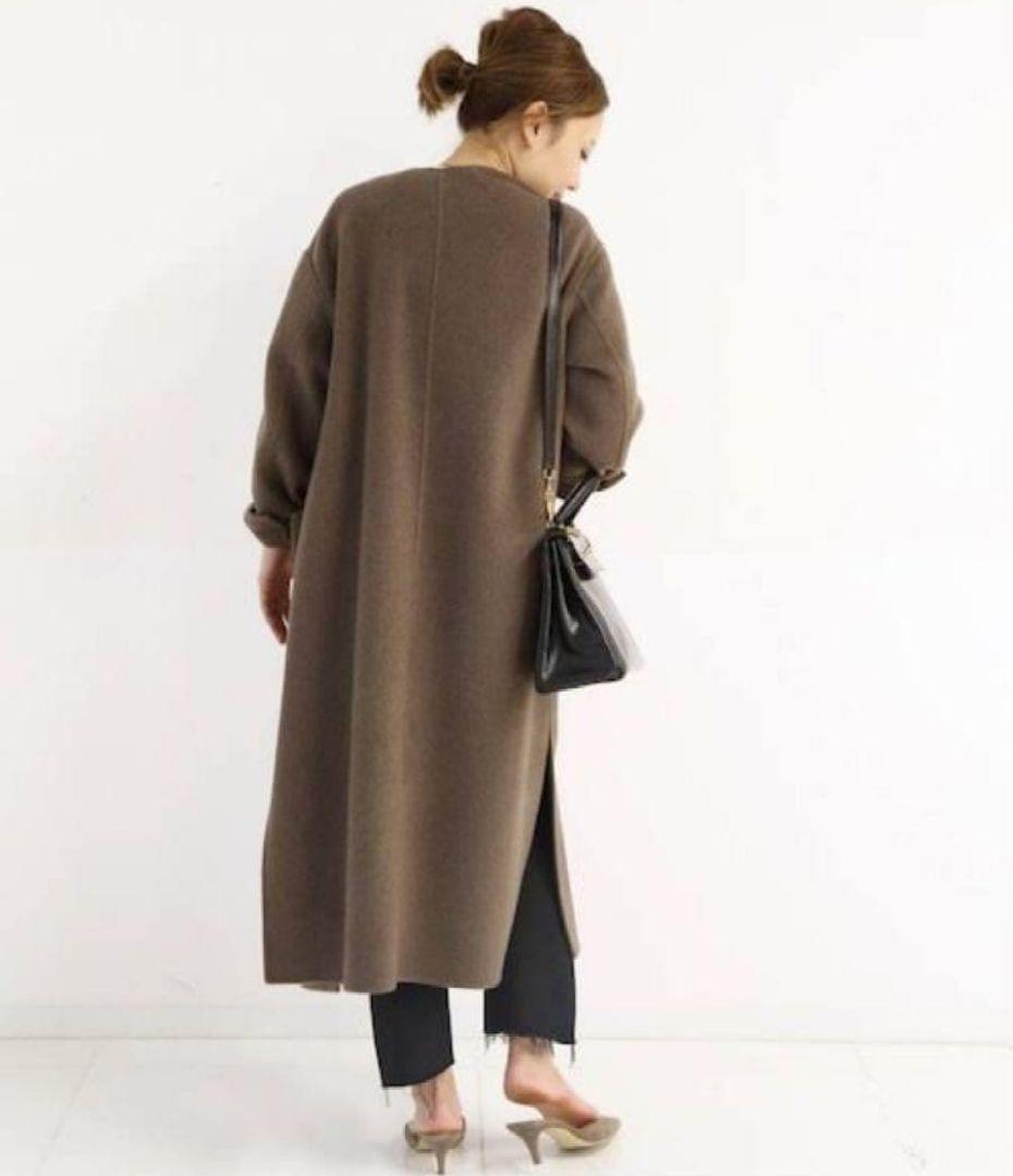 DeuxiemeClasse muse リバーロングノーカラーコート ウール
