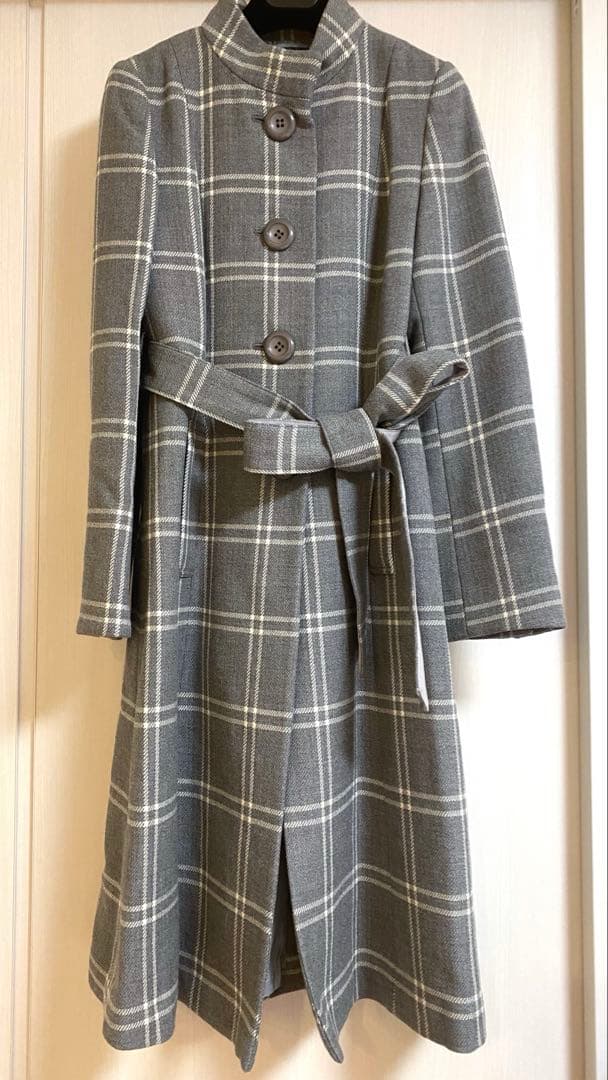 新品☆ミッシェルクラン ロングコート スカート セット チェック ウールカシミヤ