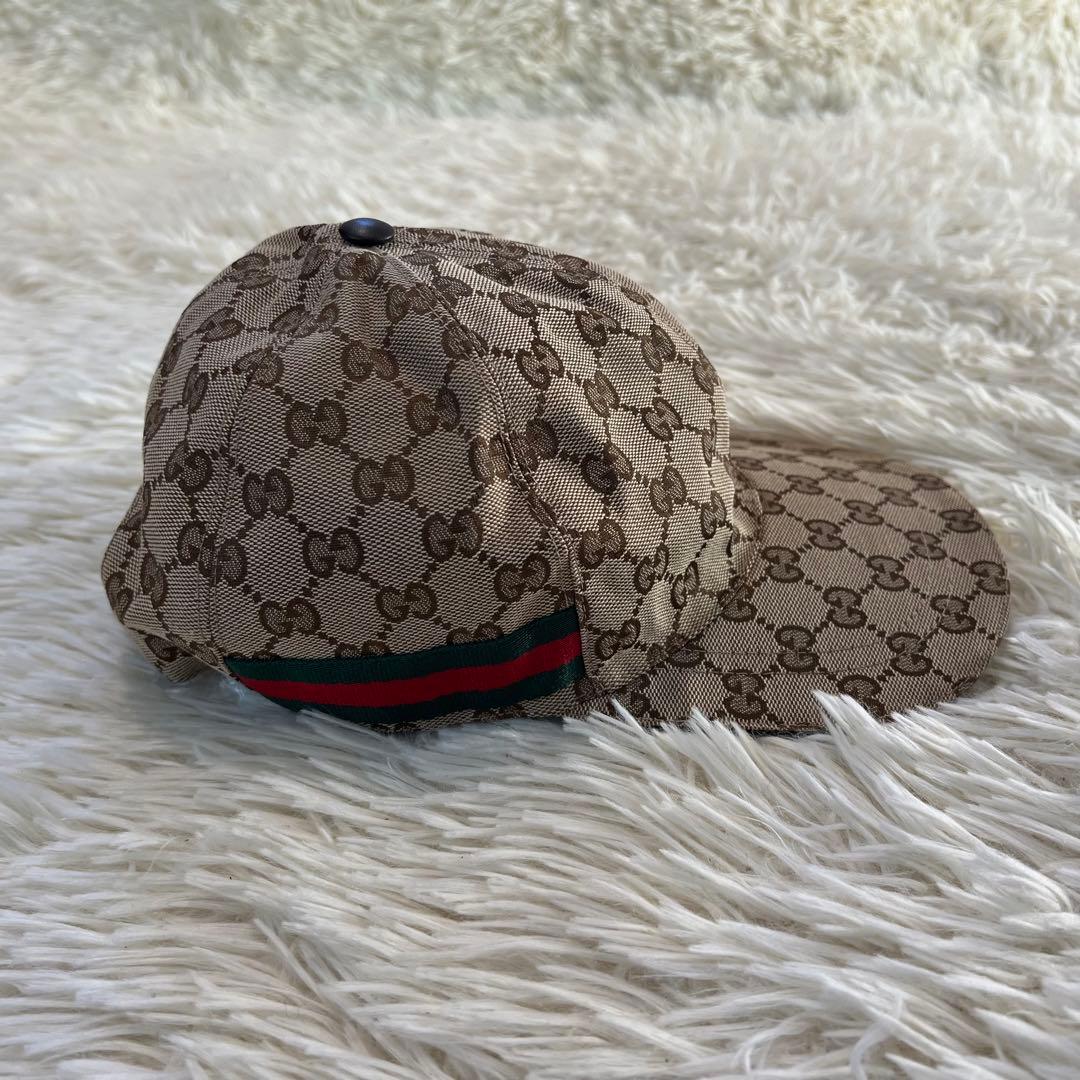 【未使用に近い】グッチ キャップ GG柄 シェリーライン キャンバス 帽子