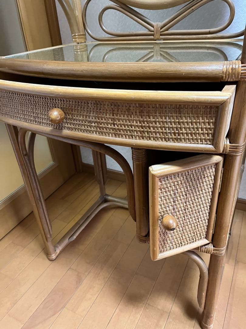 籐家具　籐　鏡台　ドレッサー　ビンテージ　ヴィンテージ　古家具