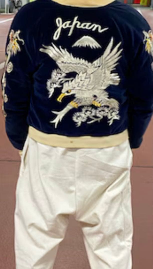 90s〜　ベロア 別珍 スカジャン スーベニアジャケット　鷹