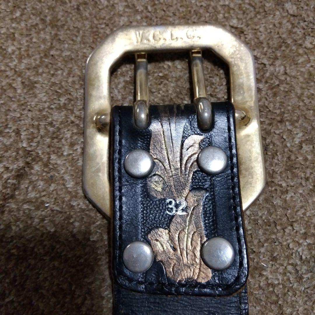 32inch W.C.L.C レザー スタッズベルト ブラック
