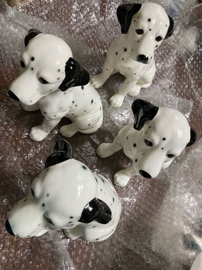 廃盤加藤工芸ダルメシアン犬の陶器製置物4体+1セット