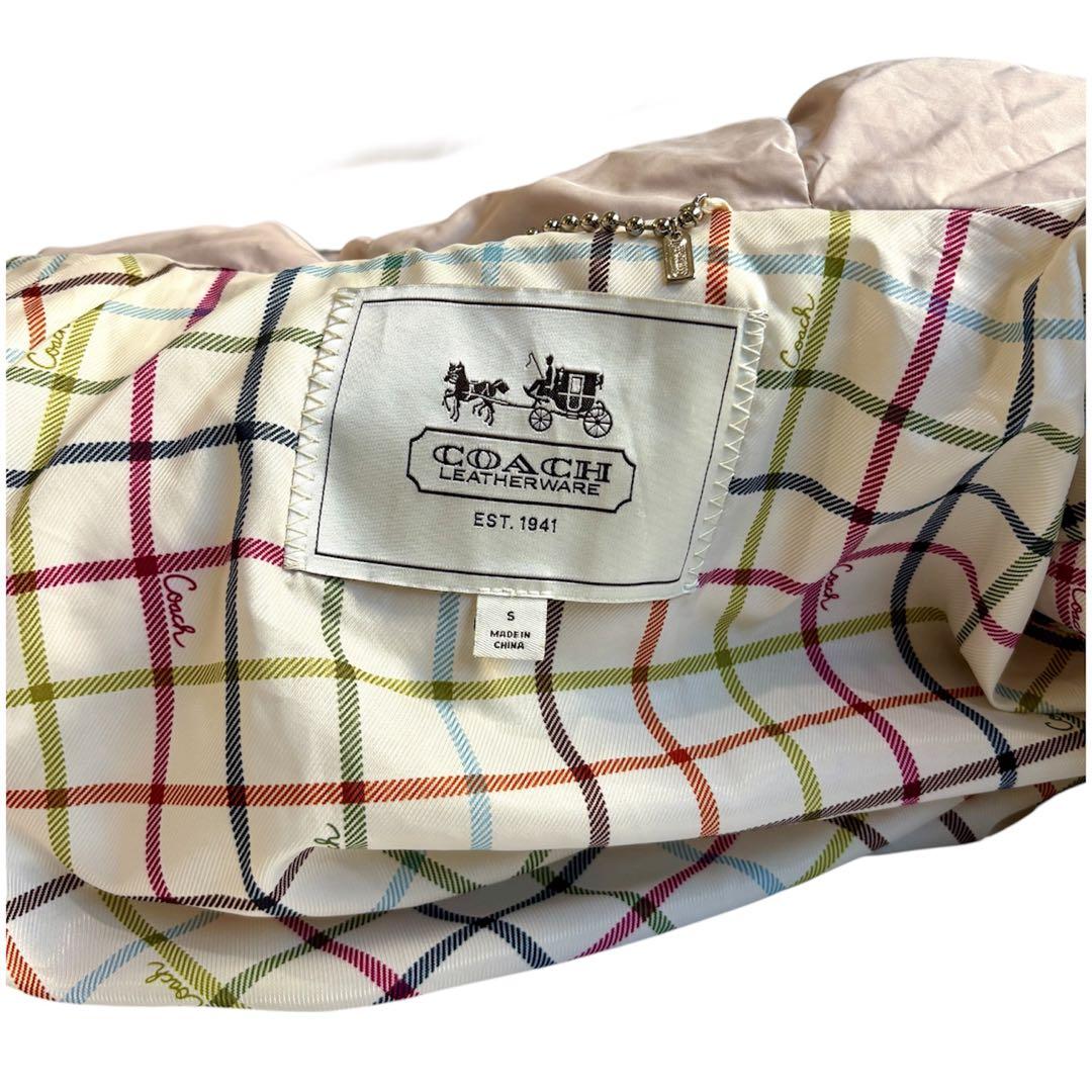 COACH コーチ ダウンジャケット S ファー付き ピンクベージュ ベルト付