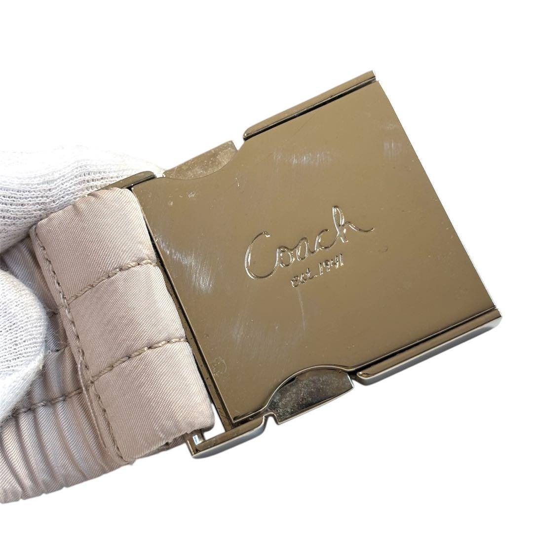 COACH コーチ ダウンジャケット S ファー付き ピンクベージュ ベルト付