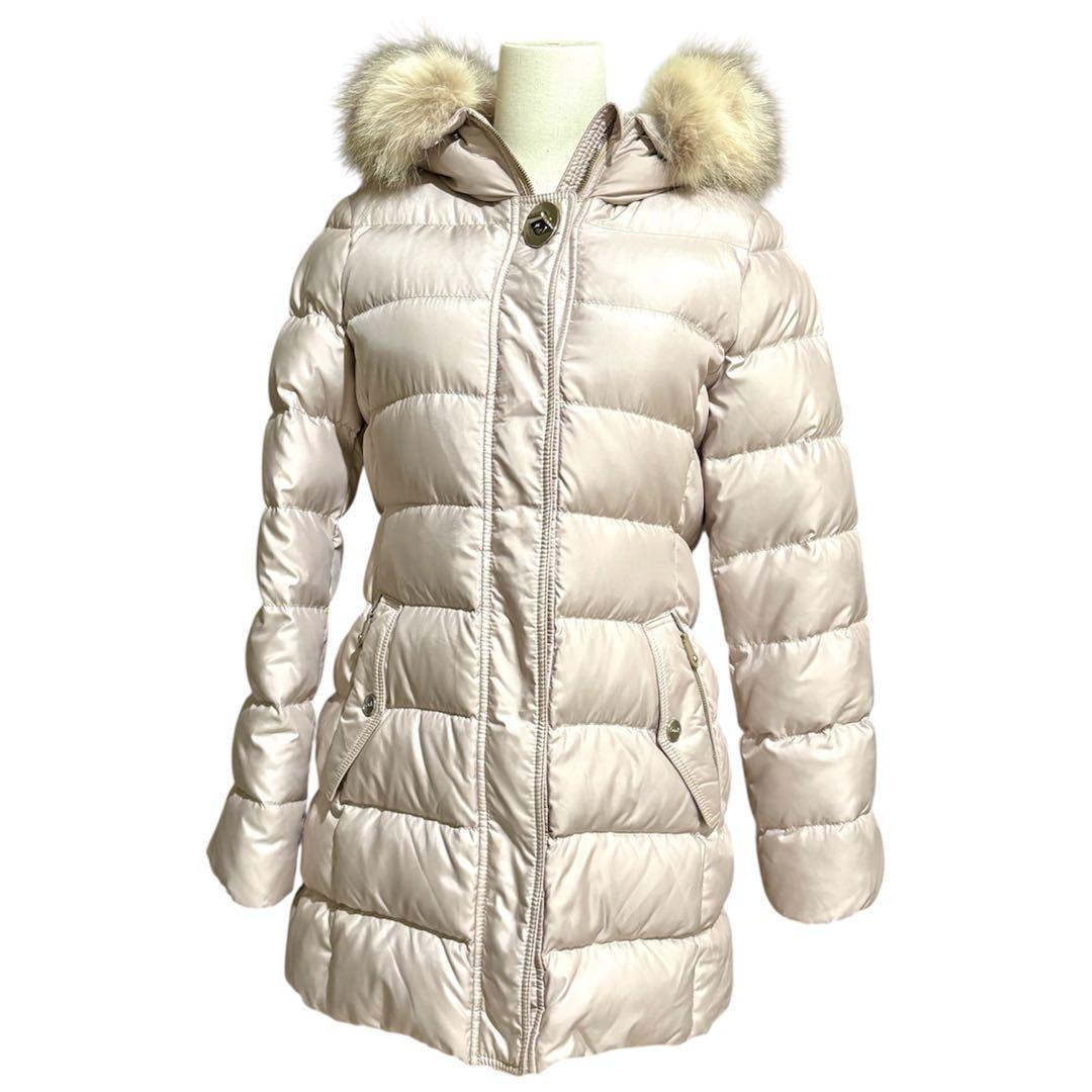 COACH コーチ ダウンジャケット S ファー付き ピンクベージュ ベルト付