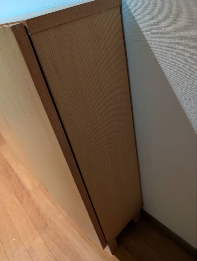 ■送料込■無印良品 木製薄型 本棚 棚 扉付き タモ材