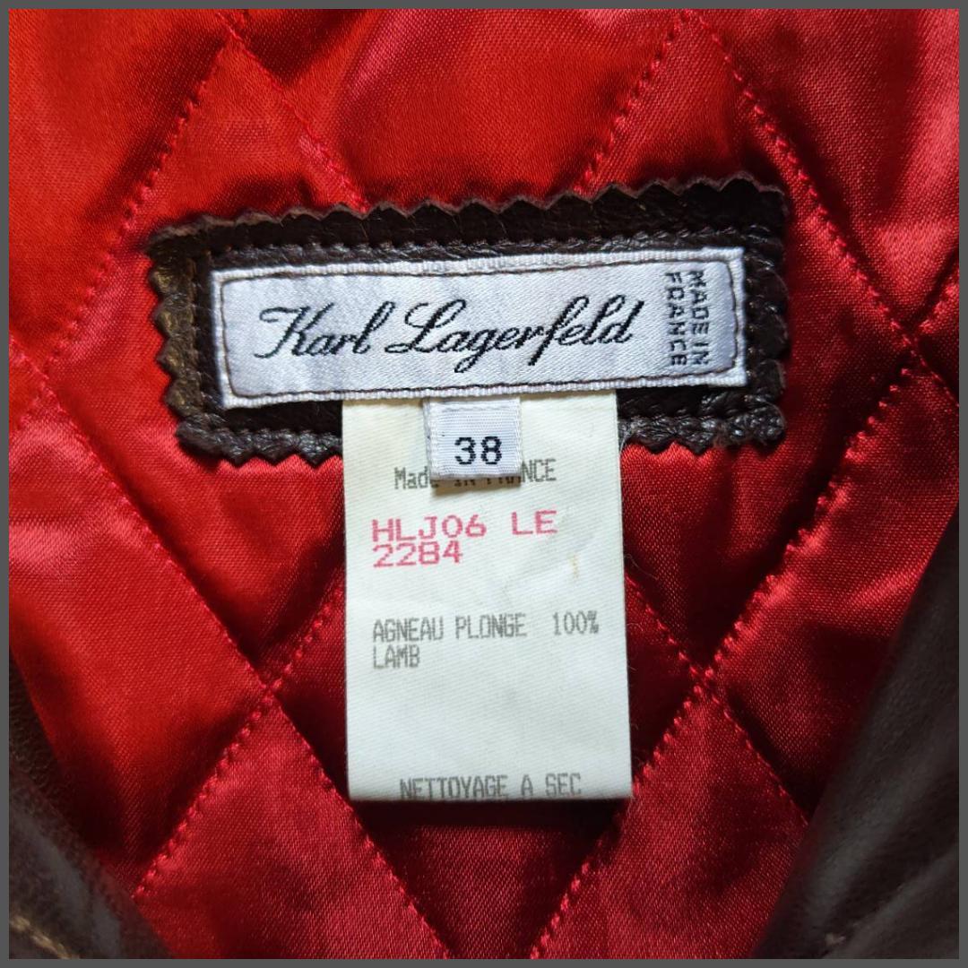 90s KARL LAGERFELD フランス製 ラムレザー フード ジャケット
