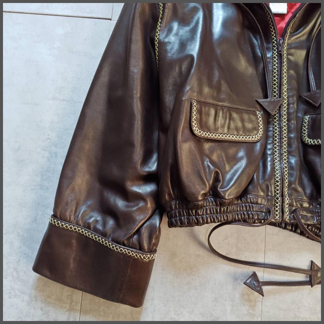 90s KARL LAGERFELD フランス製 ラムレザー フード ジャケット