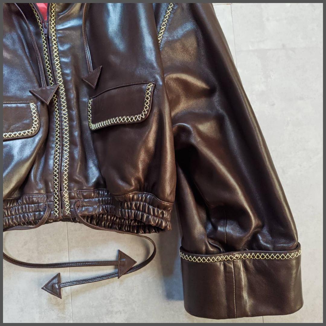 90s KARL LAGERFELD フランス製 ラムレザー フード ジャケット