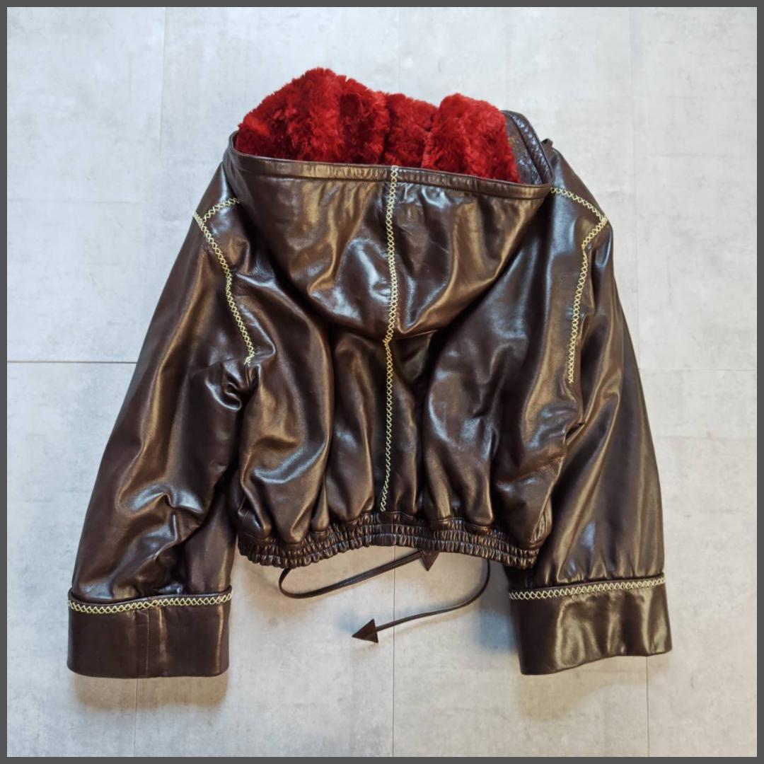 90s KARL LAGERFELD フランス製 ラムレザー フード ジャケット