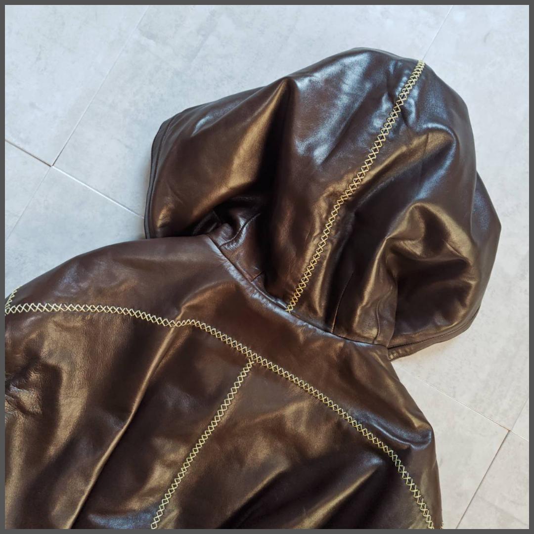 90s KARL LAGERFELD フランス製 ラムレザー フード ジャケット