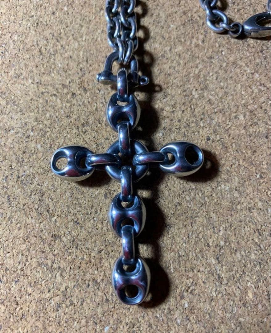 希少 グッチ マリーナ ラージ クロス チェーン ネックレス シルバー 925