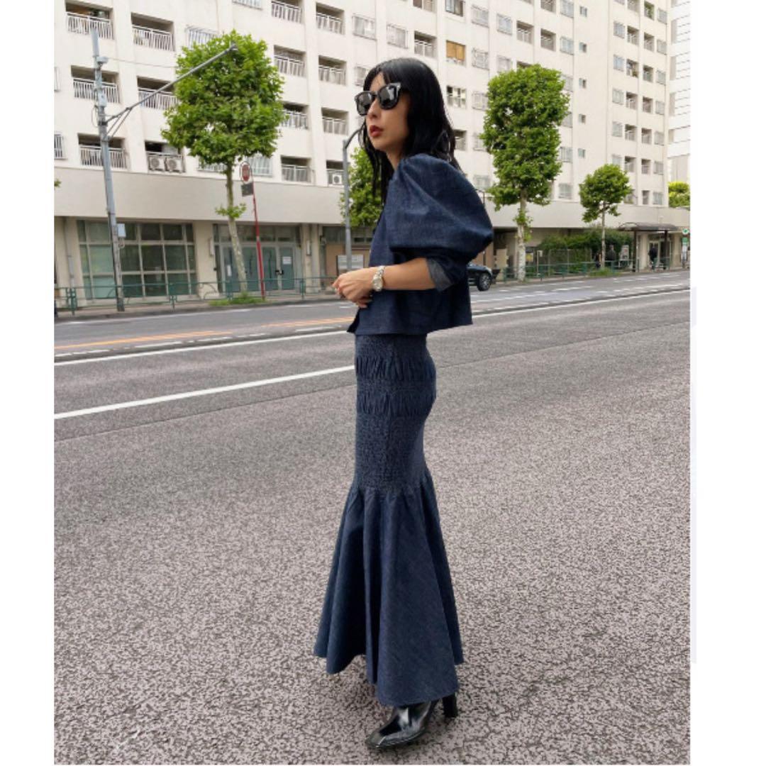 ワンピース 2WAY DENIM RANDAM SHIRRING DRESS