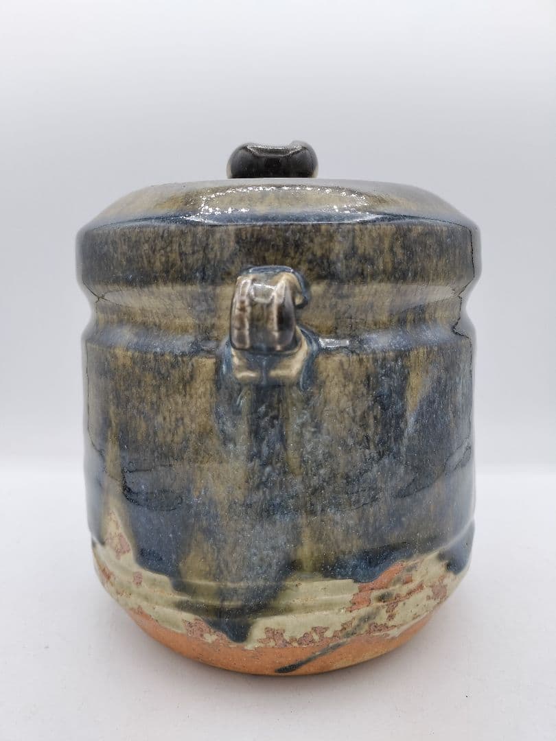 c765 水指 神懸焼 耳付 小豆島 室井香悦 木箱 茶道具 古物