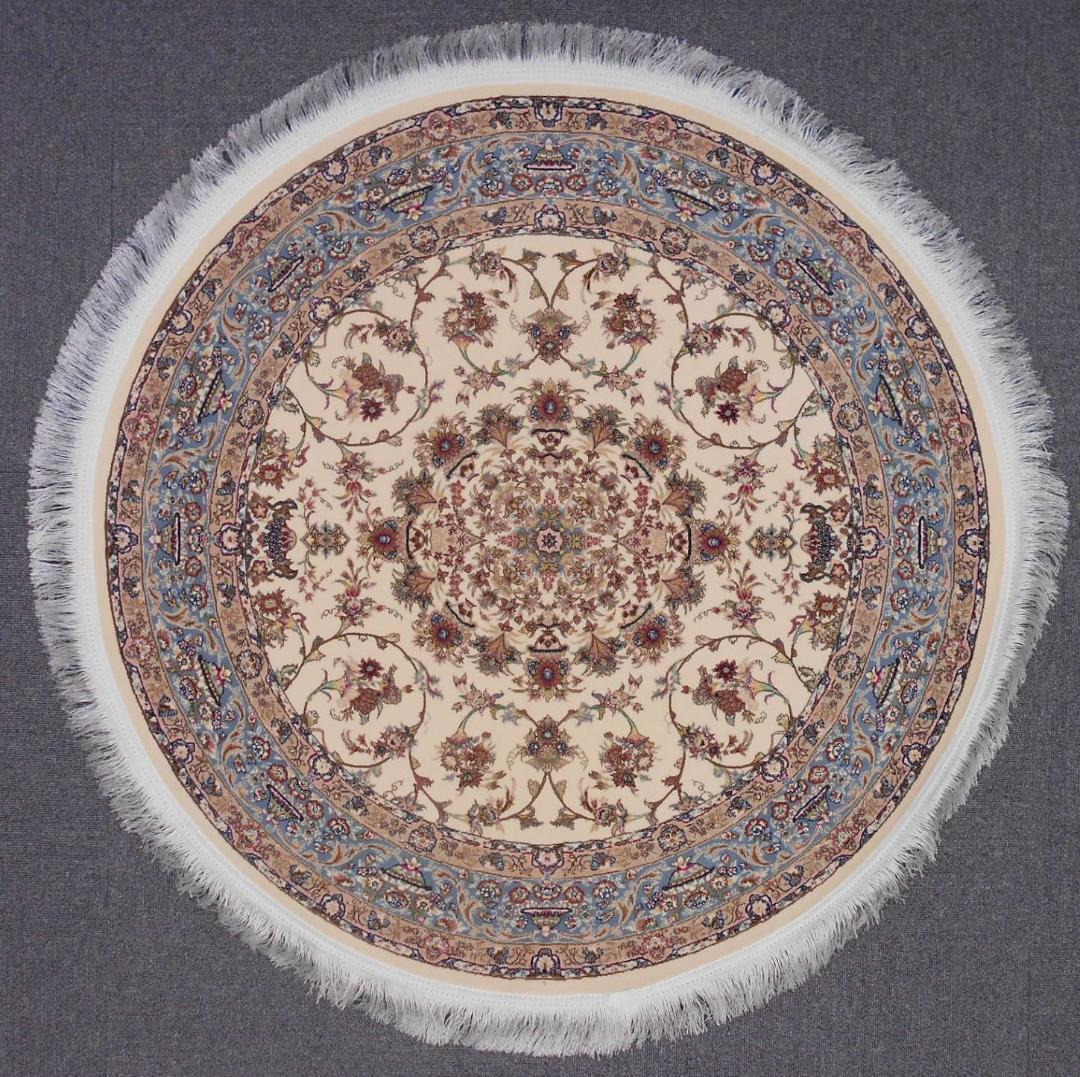 170万ノット、多色織！輝く、本場イラン産 絨毯！円形200cm‐200941
